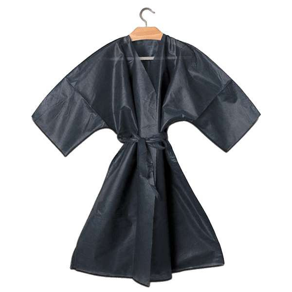 Kimono Nero Monouso Bordato con Cinta - 10pz - 